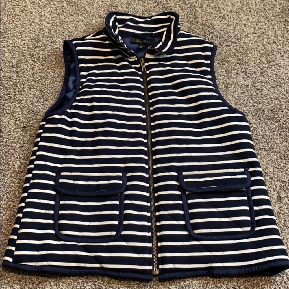 Navy & White striped vest.